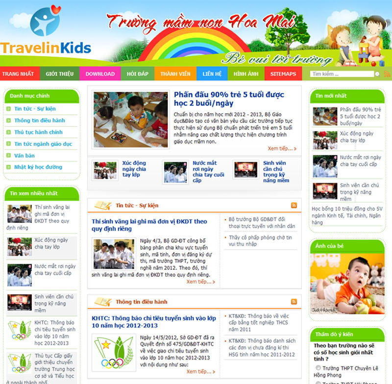 Mô hình website điển hình cho các trường và cơ sở giáo dục trực thuộc
