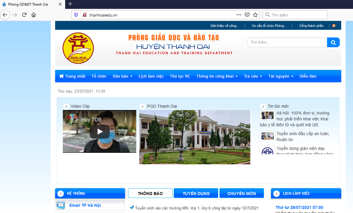 Cổng thông tin điện tử Phòng Giáo dục Thanh Oai (Firefox)