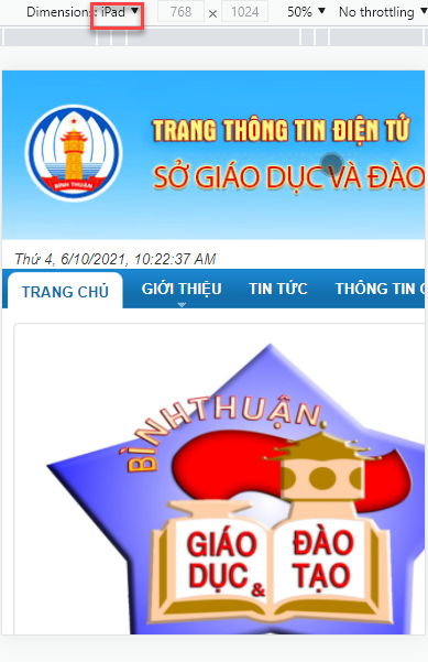Đánh giá Cổng thông tin Sở giáo dục Bình Thuận (Ipad)