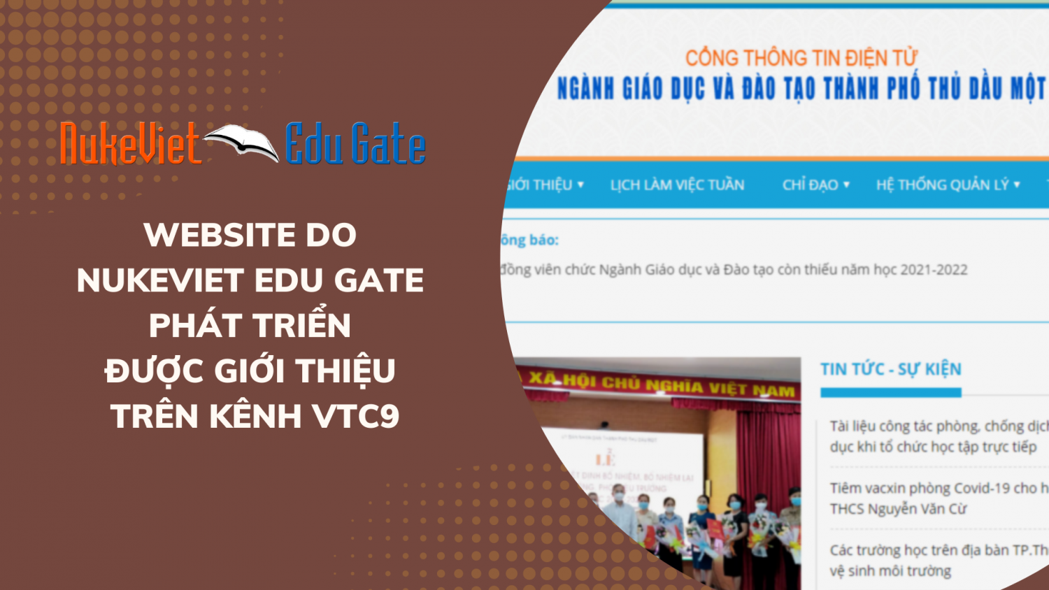 Website do NukeViet Edu Gate phát triển được giới thiệu trên kênh VTC9